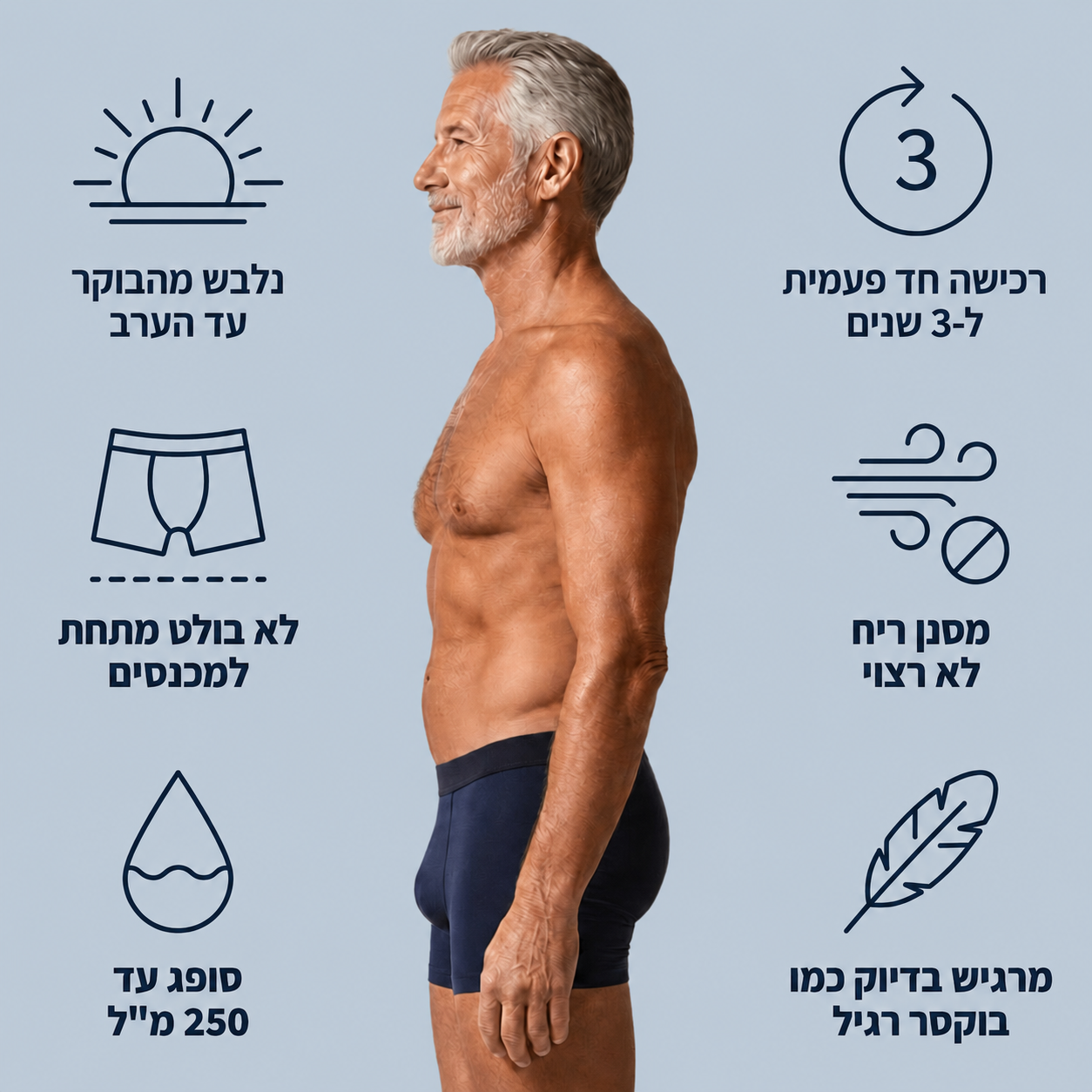 בוקסר סופג במיוחד ורב-פעמי לבריחת שתן